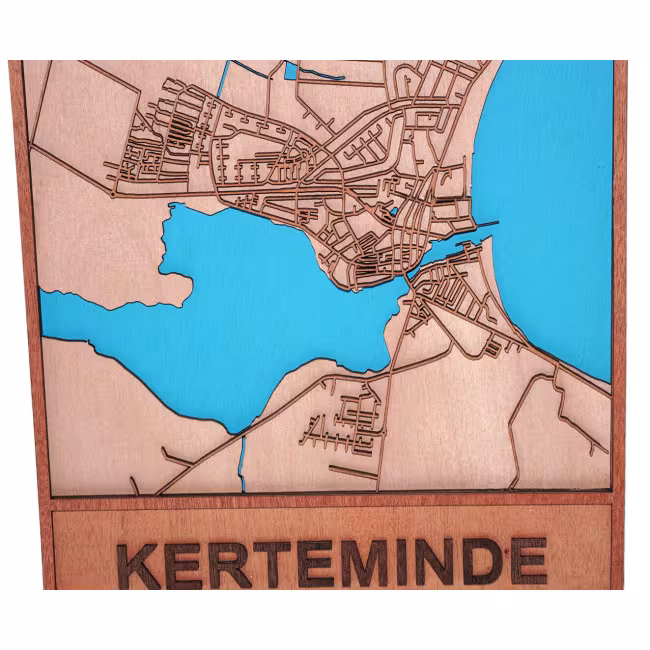 3D Bykort i træ Kerteminde,Træ bykort plakat 30*40 RZ-311