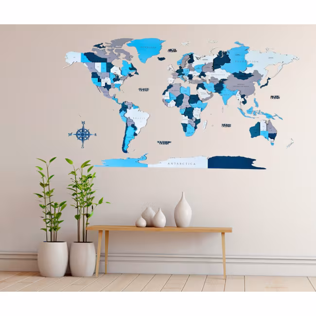 3D-Weltkarte aus Holz, Weltkarte aus Holz, Holzkarte an der Wand RZ-217