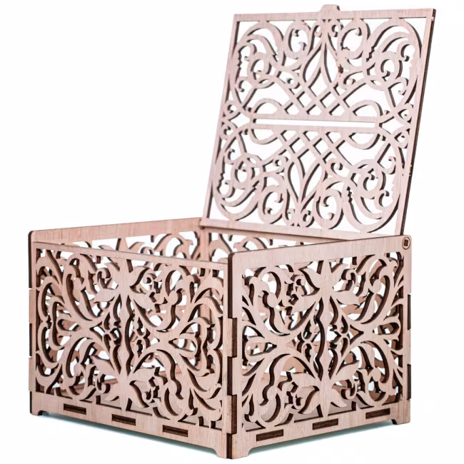 Box For Wedding Cards Wood, Wooden gift box with patterns RZ-128