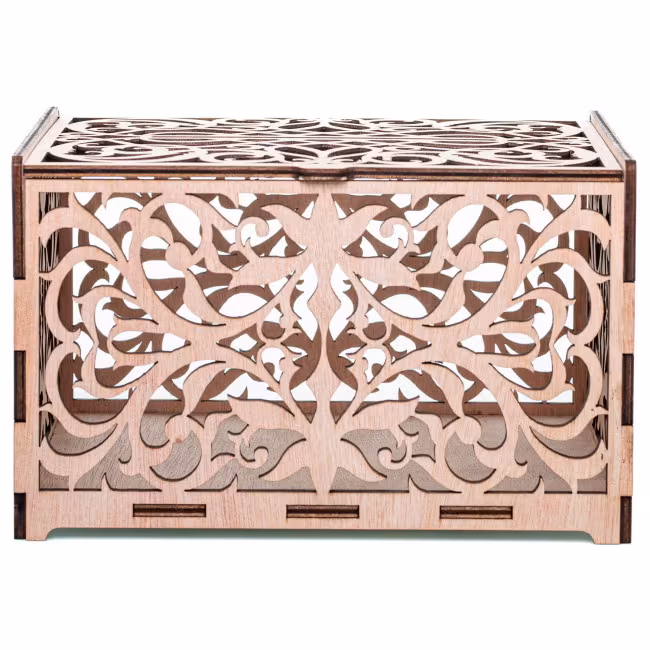 Box For Wedding Cards Wood, Wooden gift box with patterns RZ-128