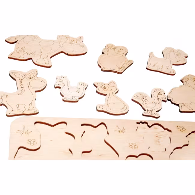 Children's puzzles and coloring made of wood, animal puzzles 25*18 RZ-447