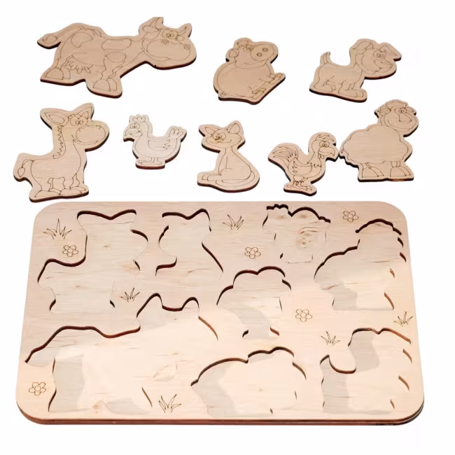 Children's puzzles and coloring made of wood, animal puzzles 25*18 RZ-447