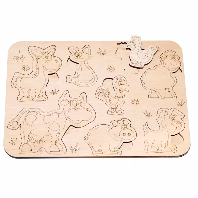 Children's puzzles and coloring made of wood, animal puzzles 25*18 RZ-447