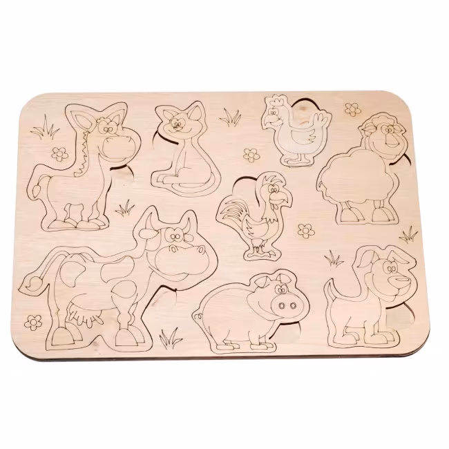Children's puzzles and coloring made of wood, animal puzzles 25*18 RZ-447