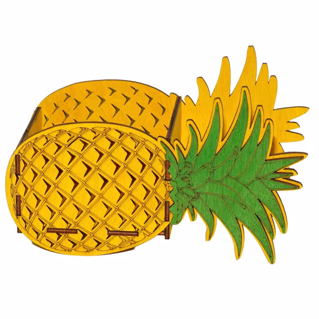 Gave Blomsterkurv, Gavekurv uden indhold, Blomsterkurv i træ Ananas RZ-143