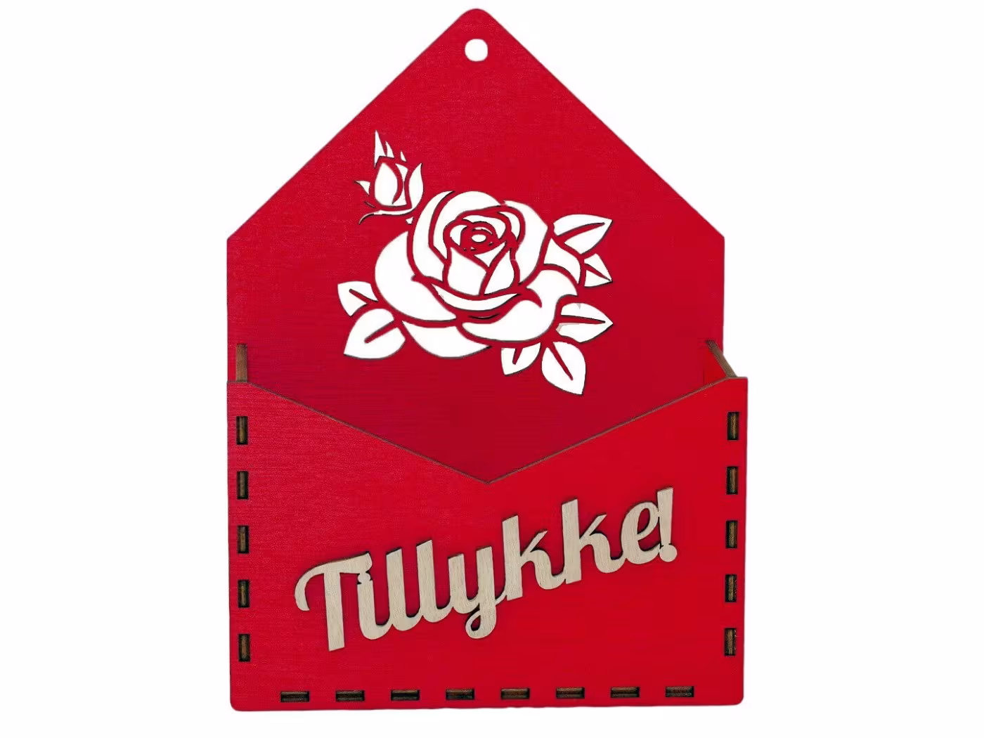 Gave Blomsterkurv, Gavekurv uden indhold, Blomsterkurv i træ Kuvert med tillykke RZ-139