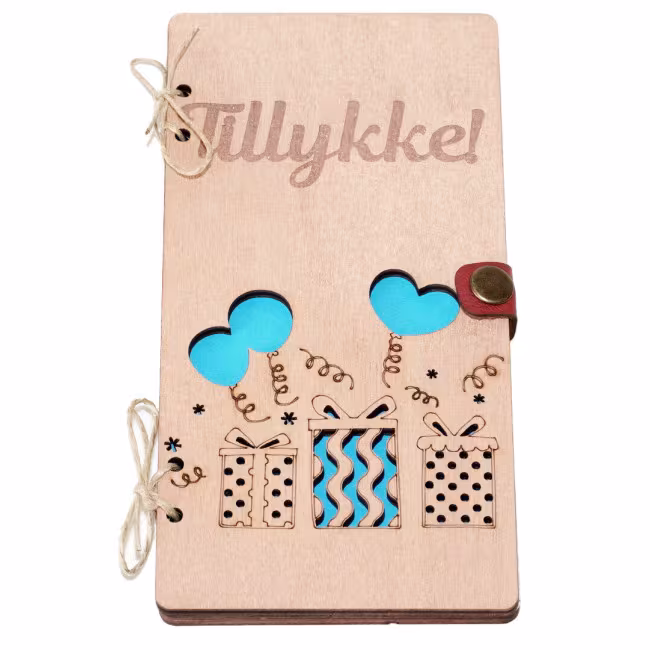Lykønskningskort Tillykke, Pengekort i træ RZ-297