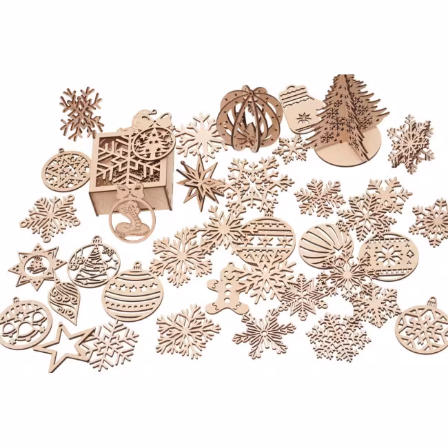 Snowflakes, Christmas decorations made of wood D RZ-380