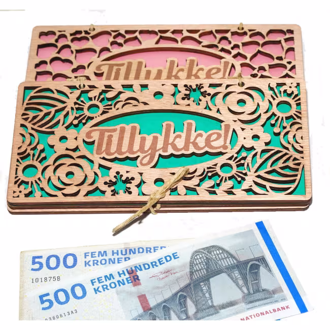 Geldkarte Herzen aus Holz, Geldgeschenkidee, Geldumschlag RZ-246
