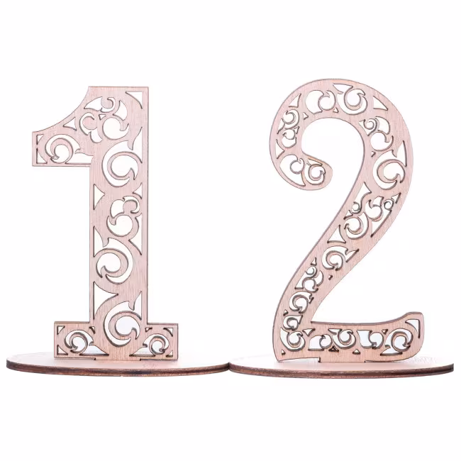 Wooden table numbers, Wedding table numbers, Carved table numbers RZ-119