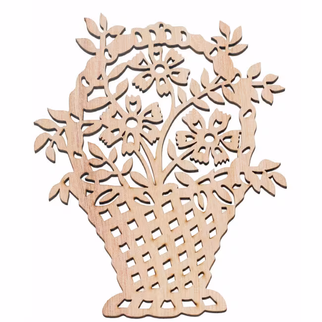 Wooden wall decoration, Wooden art, wooden decorations for the wall, wooden decorations Basket with flowers RZ-200