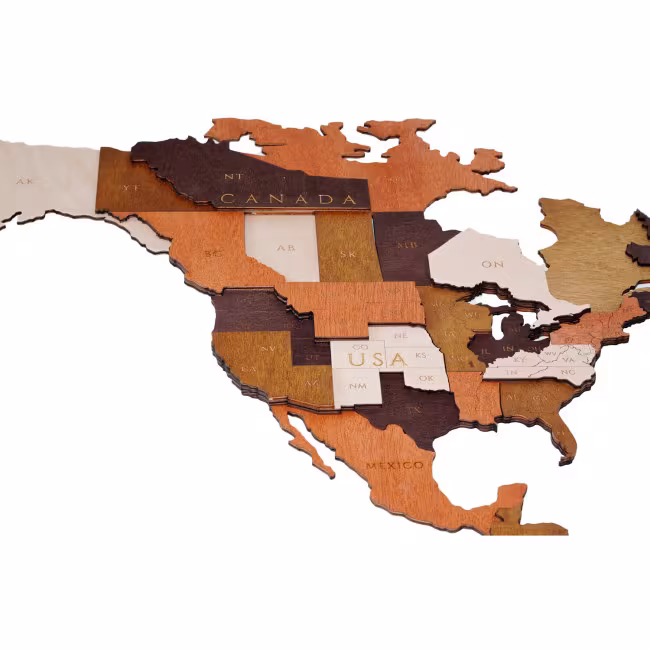World map in wood, 3D World map in wood, Wooden map on the wall RZ-256