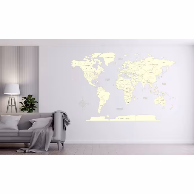 World map in wood, World map in wood, 1 layer, 1 color, light RZ-260