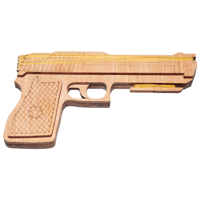 Rubber band gun made of wood