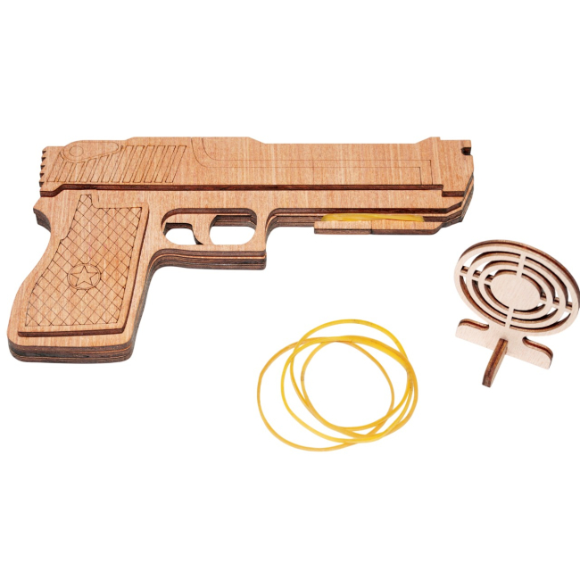 Rubber band gun made of wood