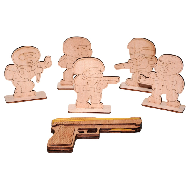 Rubber band gun made of wood