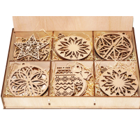 Set of wooden snowflakes, 30 pcs