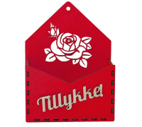 Gave Blomsterkurv, Gavekurv uden indhold, Blomsterkurv i træ Kuvert med tillykke