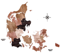 Denmark map made of wood 100*85, 4 colours