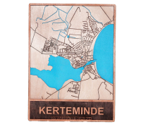 3D Bykort i træ Kerteminde,Træ bykort plakat 30*40