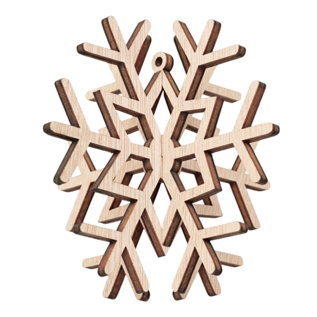 Schneeflocke 3D, Weihnachtsdekoration aus Holz