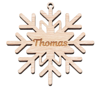 Place card "Snowflake" in wood with personal engraving