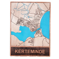 3D Bykort i træ Kerteminde,Træ bykort plakat 30*40