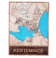 3D City map in wood Kerteminde, Wooden city map poster 30*40