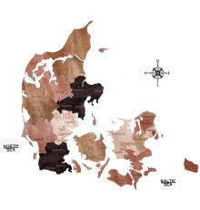 Denmark map made of wood 100*85, 4 colours