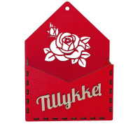 Gave Blomsterkurv, Gavekurv uden indhold, Blomsterkurv i træ Kuvert med tillykke