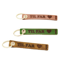 Leather key ring with text
