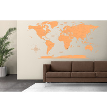 World map in wood, World map in wood, 1 layer, 1 color, dark